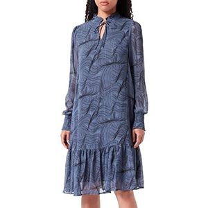 KAFFE Damesdoek, lange mouwen, hoge hals, casual, Infinity Blue/Black Lines, 34