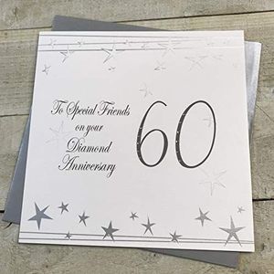 Wit Cotton Cards grote rij Big Twist""Diamant, to Special Friends on your Diamond Anniversary 152,4 cm handgemaakt 60 th Anniversary Card