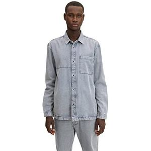 TOM TAILOR Denim Uomini Overshirt met borstzak 1032376, 10212 - Clean Light Stone Grey Denim, S