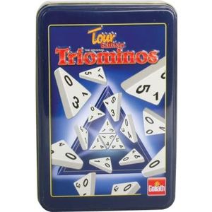 Triominos The Original Travel Tour Edition (Tin), Reisspel voor Twee tot Vier Spelers, Strategiespel voor Kinderen Vanaf Zes Jaar, Leuk Familiespel voor Onderweg