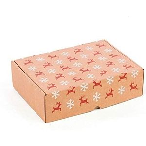 Verpakking met 4 doosjes met kerstmotieven, rendier en sneeuw, zelfmonteerbaar karton, geschenkdoos, 30 x 22 x 8 cm, karton, verzenddoos