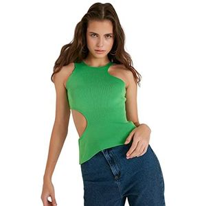 Trendyol Dames Slim Bodycon Halter Neck Knitwear Blouse, Groen, S
