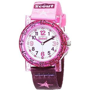 SCOUT Horloges meisjes analoog kwarts horloge met textielband armband 1, roze, Riemen.