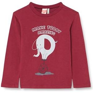 Koton Babyboy T-shirt met grafisch olifantenprint, lange mouwen, ronde hals, katoen, Bordeux (1sk), 9-12 Maanden