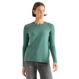 Cecil - Pullovers - Jewel Green Melange - Trui met Ronde Hals en Ribboorden