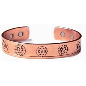 Wonder Care Puur koperen armband voor mannen magneet armband en niet-magnetische armband voor mannen en vrouwen verstelbare heren manchet armband balans armband (6 MGNT 7 chakra)