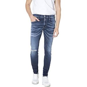Replay Anbass Hyperflex Re-Used Xlite jeans voor heren, 0071 Donkerblauw, 28W / 32L