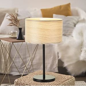 Brilliant Tafellamp in natuurlijke stijl - decoratieve tafellamp met snoerschakelaar - geschikt voor E27-lampen van metaal/hout, licht hout/zwart - Ø 25cm & 41cm hoogte