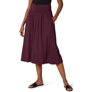 Amazon Essentials Dames Jersey Pull On Midi Lengte Rok, Bordeaux rood, Large