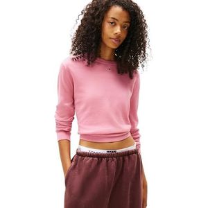 TOMMY JEANS Dames TJW Essential Crew Sweater EXT DW0DW20159, Roze, XXS, Roze (Mystic Pink), XXS