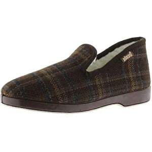 victoria Women 202001-WOMEN Espadrille WAMBA COMFORTABLE CHECKED PRINT FABRIC SLIPPER WITH CURVED LACE MARRON 39