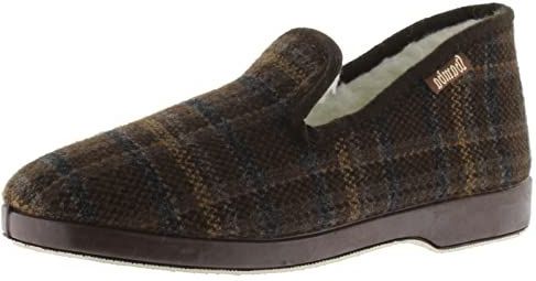 Victoria Wamba Confortable Plaid Slippers & Sheepskin Interior & Matching Sole 202001 for Men MARRON 42