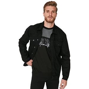 Trendyol Heren Overhemd Kraag Plain Regular Jacket Jas, Zwart, S, Zwart, S