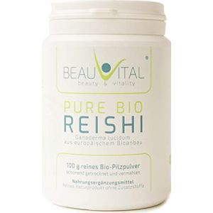 Pure Bio Reishi 100 g Ling-Zhi vitale paddenstoelpoeder uit biologische landbouw, veganistisch, zonder kunstmatige toevoegingen