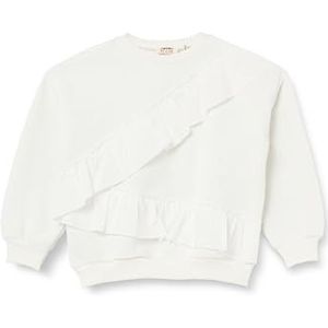 Koton Meisjes's Long Sleeve Frill Gedetailleerde Crew Neck Brushed Interieur Sweatshirt, Wit (000), 4-5 Jaar