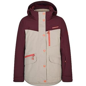 Ziener Anoki Ski-jack voor meisjes, winterjas, waterdicht, winddicht, warm, zilverbeige tex, 152