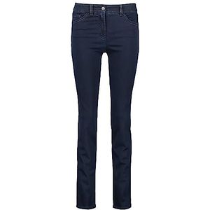 Gerry Weber Best4me Slimfit jeans voor dames, 5-pocket-jeans, lang, 5-pocket jeans, effen, washed-out-effect, normale lengte, donkerblauw (dark blue denim), 46