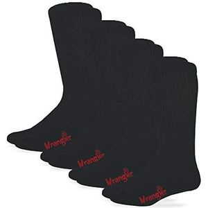 Wrangler Heren Riggs niet-bindende laars werk katoenen kussen gladde teen sokken 4 paar pack, wit, groot, Zwart, Large