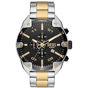 Diesel Reloj para hombre Spiked, movimiento cronógrafo, 49MM Caja de acero inoxidable plateado con correa de acero inoxidable, DZ4627