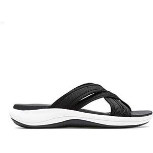 Clarks Mira Isle Slide sandaal voor dames, Zwart textiel, 35.5 EU