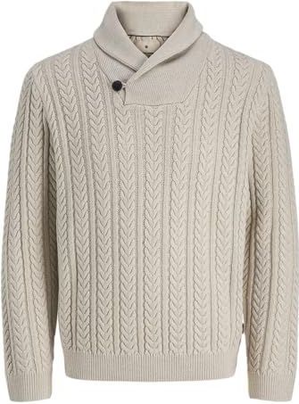 Jack & Jones - JPRBLUSEAN KNIT CABLE SHAWL NECK - Gebreide Trui - Silver Lining