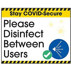 V Safety CV158CU-S Vsafety COVID-Secure sticker - Disinfect Between Users 100 mm x 80 mm, zelfklevend vinyl, 100 mm x 80 mm