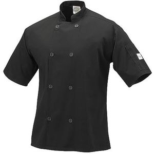 Mercer Culinary Millennia Unisex jas met traditionele knopen, korte mouwen, zwart, XXXXXXXL, Zwart, 7XL
