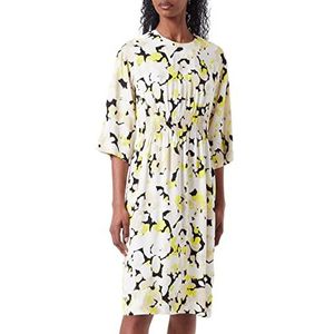 Taifun Getailleerde blousejurk voor dames, met print, wijde mouwen, 3/4 mouwen, korte blousejurk met patroon, knielang, Roasted Hazel patroon, 34