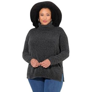 Ulla Popken Grote maten grote maten plussize chenille trui, oversized, opstaande kraag, lange mouwen