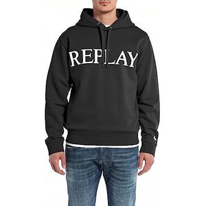Replay Heren hoodie met capuchon, zwart (black 098), XXL, Zwart 098, XXL