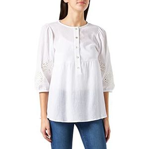 Seidensticker Damesblouse - Fashion blouse - ronde hals - 3/4 mouw - 100% katoen, Egret, 42