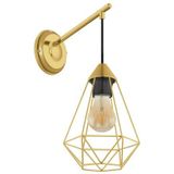 EGLO Wandlamp Tarbes, 1-lichts muurlamp, lamp wand binnen voor woonkamer en hal, wandverlichting van metaal in mat messing, E27 fitting