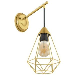 EGLO Wandlamp Tarbes, 1-lichts muurlamp, lamp wand binnen voor woonkamer en hal, wandverlichting van metaal in mat messing, E27 fitting