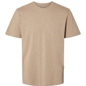 SELECTED - SLHASPEN - T-shirt - Lichtbruin - Normale Pasvorm - Kwartmouw