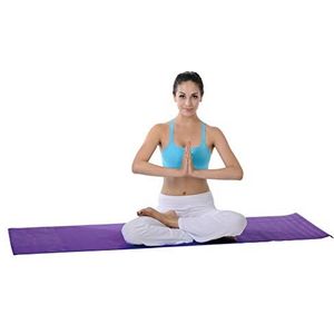 Sunny Health & FitnessAnti-slip yogamat met hoge dichtheid, anti-slip, anti-scheurstructuur in blauw/paars, met compact en lichtgewicht materiaal, 4 mm dik, maat 68 x 24 inch