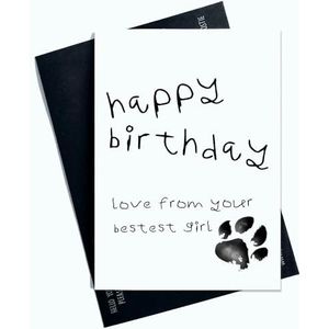 Gelukkige Verjaardag Liefde Van Je Beste Meisje Verjaardagskaart Van De Hond Verjaardag Hond Kaart Zwarte Poot Print Meisje Hond AP80