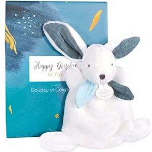 Doudou et Compagnie - Mini knuffeldoek haas – Happy Pop – blauw – 17 cm – Happy Knuffel – DC3883