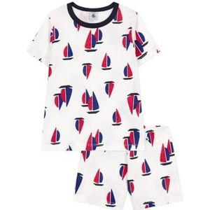Petit Bateau Pyjacourt voor jongens, wit/multico, 24 Maanden