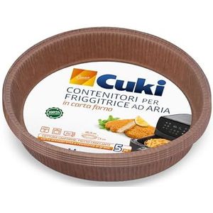 Cuki Perkamentpapier Luchtfriteuse, vetafstotend, waterdicht en anti-aanbaklaag, voor gelijkmatig bakken en knapperig frituren, 1 verpakking van 5 stuks, diameter 20,5 cm