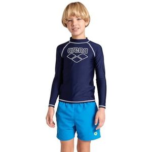 Arena Jongens Unisex Jr Rash Vest L/S Graphic Top, Marine-wit, 62 EU