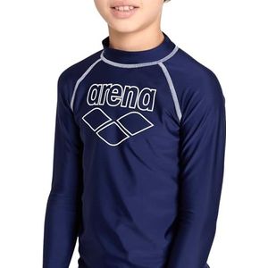 Arena Jongens Unisex Jr Rash Vest L/S Graphic Top, Marine-wit, 62 EU