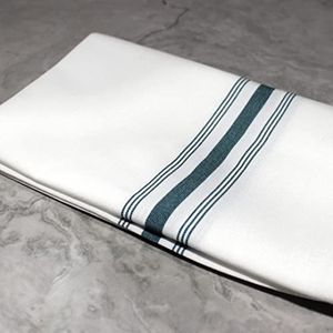 Pegasus Textiles Set van 10 groene bistro-tafelservetten | Duurzame en absorberende dinertafelservetten met elegant bistro-streepontwerp