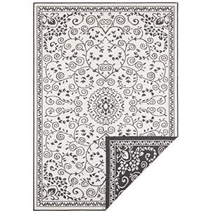 bougari Binnen en buiten omkeerbaar tapijt Leyte zwart crème, 80x150 cm