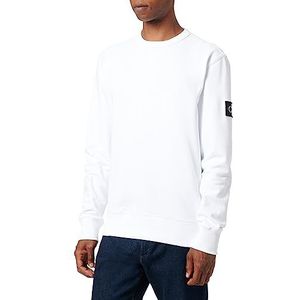 Calvin Klein Badge Crew Neck Sweatshirt voor heren, zonder capuchon, Wit, XS