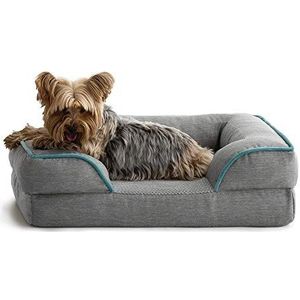 Brindle Orthopedisch traagschuim huisdierbed met wrap around bolster - pluche honden- en kattenbed - verwijderbare fluwelen hoes, duif grijs, medium