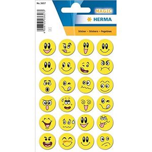 Herma 3657 beloningssticker, motief smiley, 1 vel met 24 stickers, gele stickers, als beloningssticker of cadeautje voor kinderverjaardag