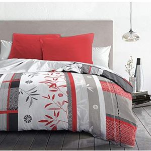 Home beddengoed Passion 3-delig, microvezel, rood/wit/grijs, 220 x 240 cm