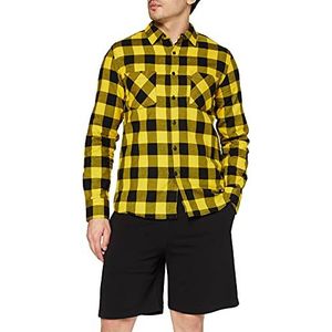 Urban Classics Heren geruit flanellen overhemd, zwart/honing, 5XL