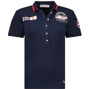 Geographical Norway Karma Lady Klassiek damespoloshirt, katoen, korte mouwen, casual, knoopsluiting, casual, top, regular klassiek, lente, zomer (marineblauw M), Marineblauw, M