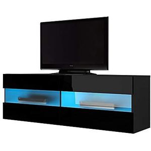 Selsey Brico – TV hangboard/tv-kast/televisiekast, zwart, LED in blauw, 100 x 40 x 35 cm
